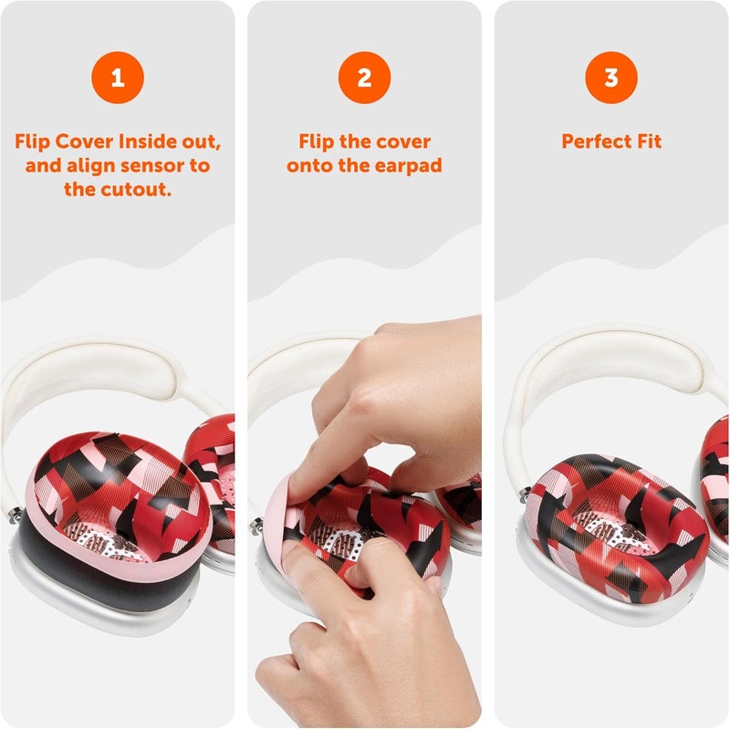 WC SweatZ Max - Patented Protective Earpad Covers for Airpods Max Made by Wicked Cushions | Sweatproof & Easily Washable | Full Earpad Sweat Protection | Red Prism - Image 5